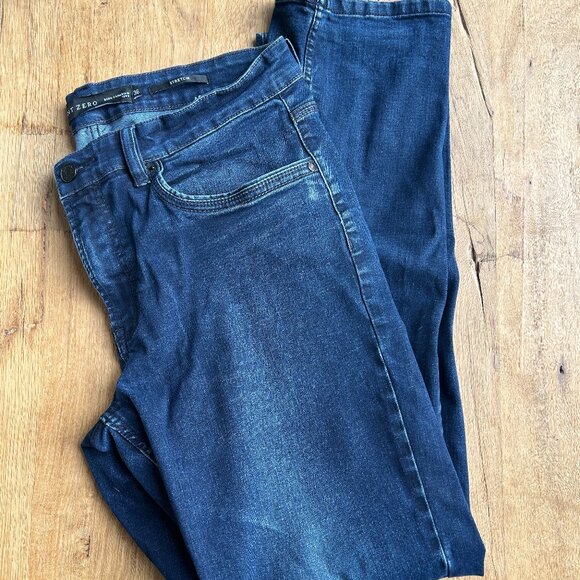 Point Zero Other - Point Zero Mens Jeans Denim Dark Wash Stretch Sam 36x33 Straight Leg Distressed